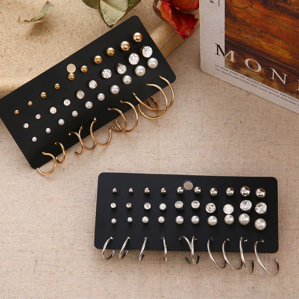 40 Pcs Anting Stud Rumbai Kristal Mutiara Gaya Retro Untuk Wanita