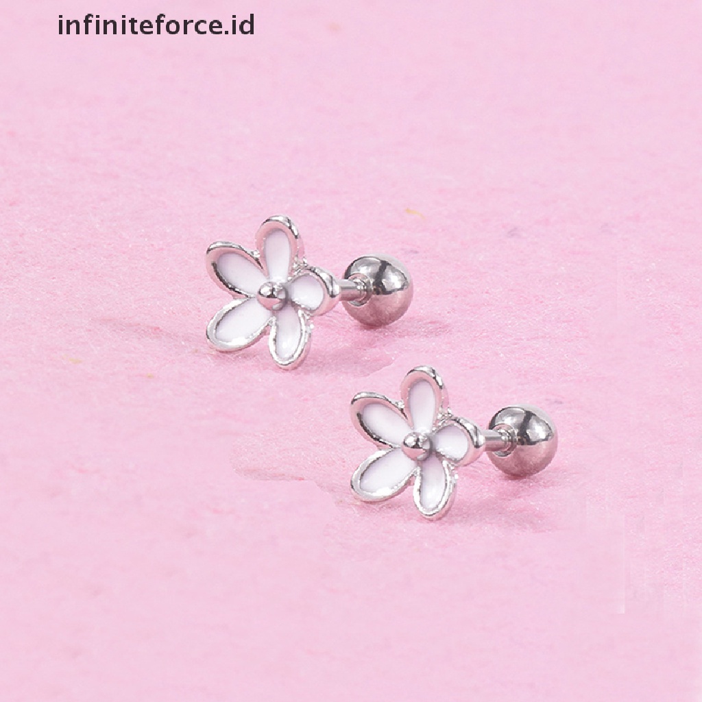 Anting Stud Piercing Bentuk Bunga Helix Tragus Tulang Rawan Bahan Stainless Steel