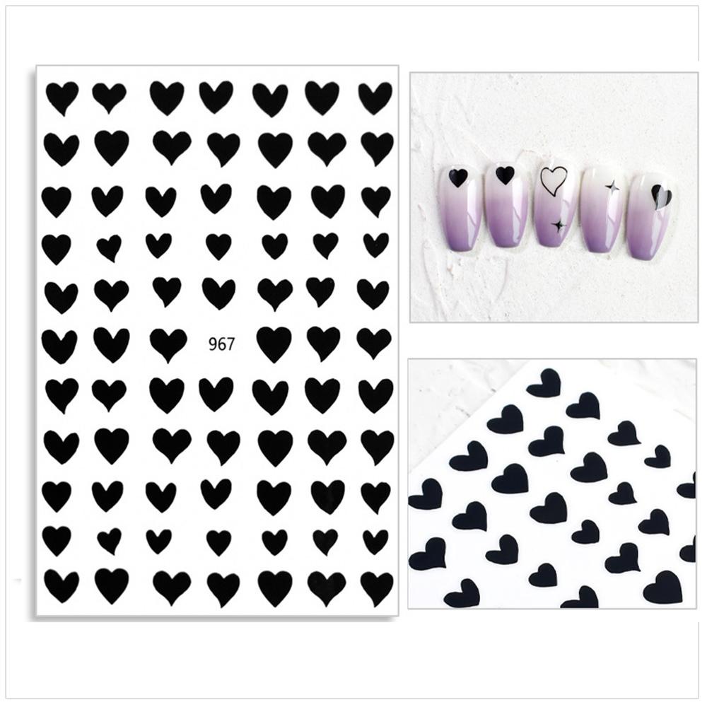 Mxbeauty Bentuk Hati Nail Art Stiker Gadis Laser Emas Perekat Diri Decal Hitam DIY Nail Art