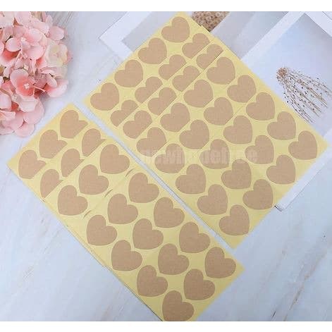 Paper Tags Sticker Label - Blank Heart Kraft Paper (1sheet/12pcs)