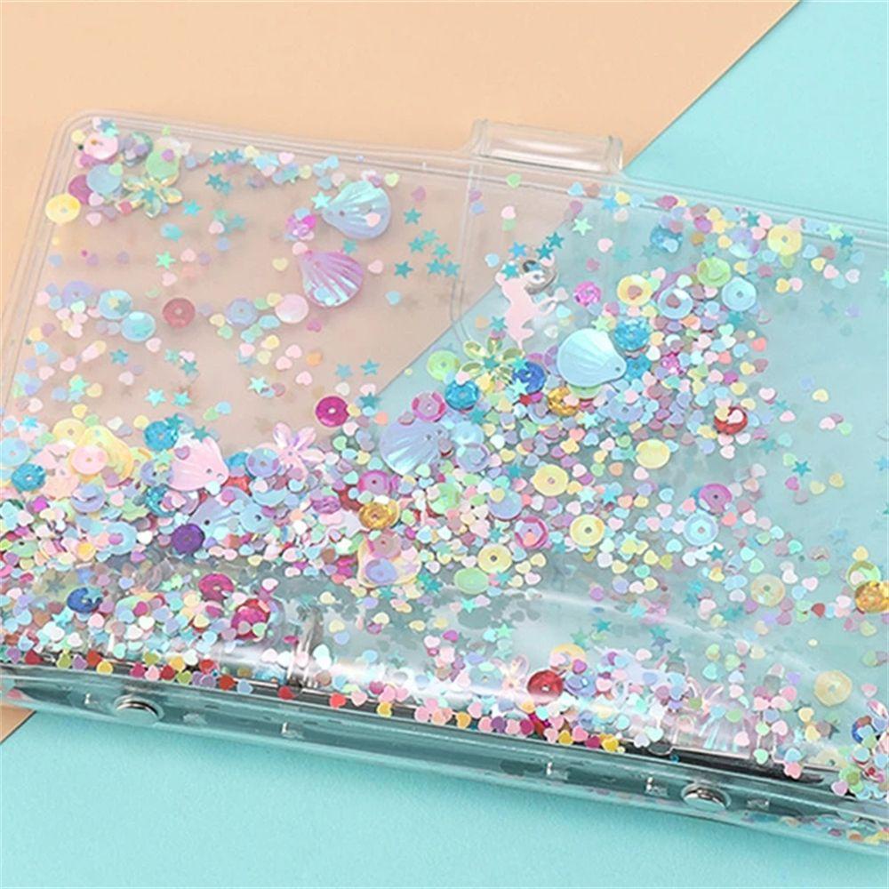 Agustinina Cover Notebook Transparan Perlengkapan Kantor Map Binder Planner Cover Jurnal Cover A5 A6 Glitter Sequin Cover