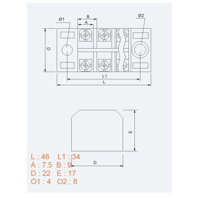 Terminal Block TB1503 TB-1503 3Pole 3P 3 P 15A Blok Panel Mounted