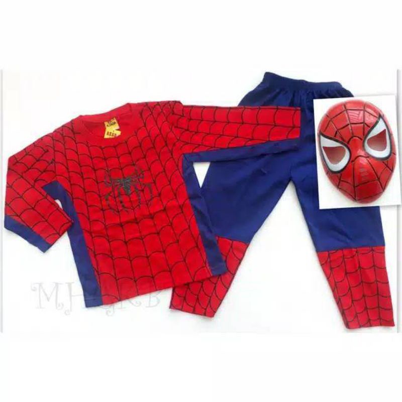 baju spiderman topeng/baju superhero spiderman/setelan anak murah