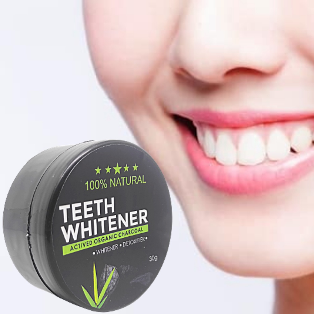 TEETH WHITENER Pemutih Gigi Original Whitening Charcoal Powder Activated 100% Natural