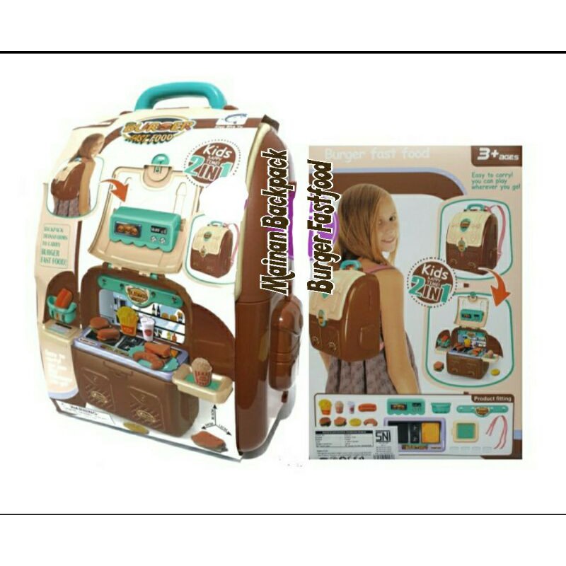 Mainan Burger Fastfood bisa backpack dan tenteng