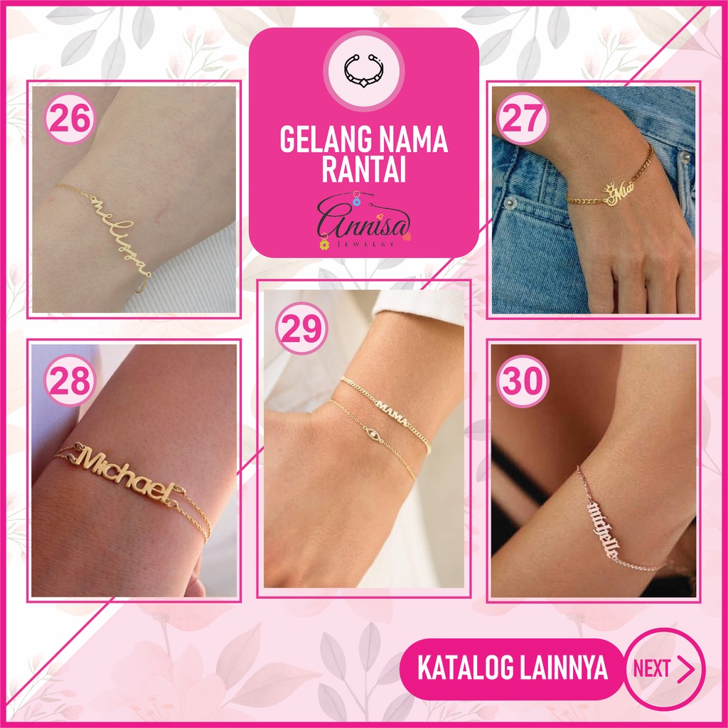 Gelang Nama Rantai Simple BEST SELLER