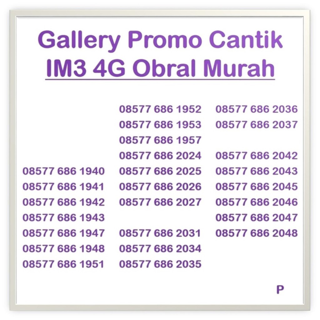 Gallery Promo Nomor Cantik IM3 4G Kartu Perdana Indosat Obral Murah
