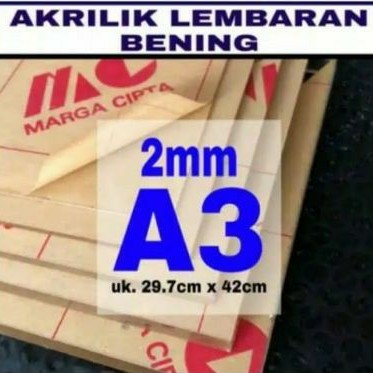 

akrilik lembaran 2mm ukuran A3/akrilik bening/acrylic
