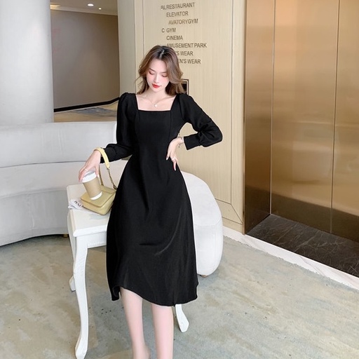 Korea Dress Vintage Long Sleeves Maxi Dress Import Party Dress-8