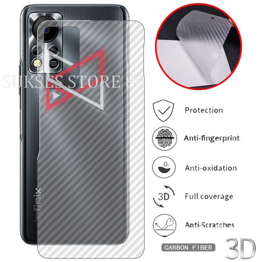 INFINIX HOT 11S NFC Skin Carbon Garskin Carbon Back Screen Carbon Anti Gores Sticker Stiker Transparan Pelindung Aksesoris Handphone