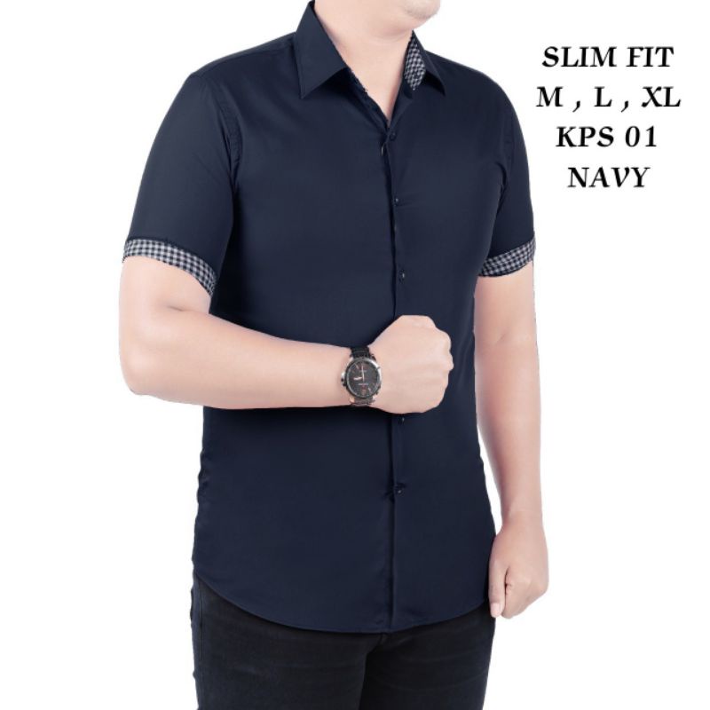 KEMEJA POLOS LENGAN PENDEK SLIMFIT PREMIUM