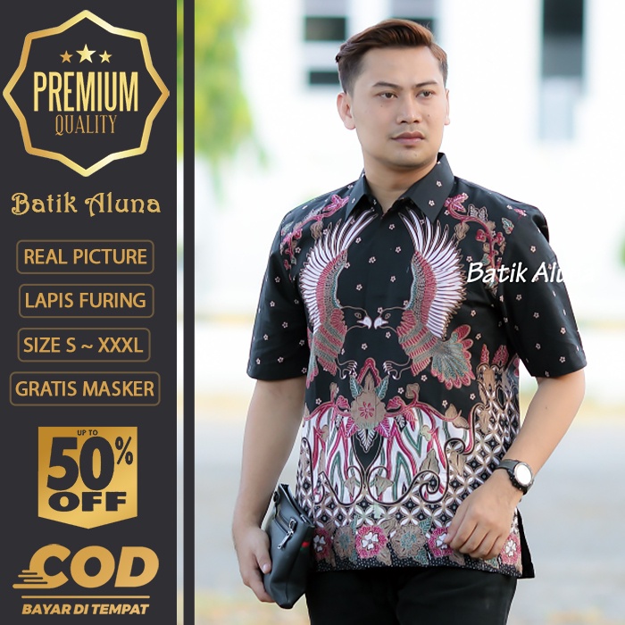 BATIK PRIA LENGAN PENDEK MEWAH PREMIUM ALUNA PRABUSENO SHANGHAI KERIS KEMEJA BATIK ACARA NIKAHAN KER