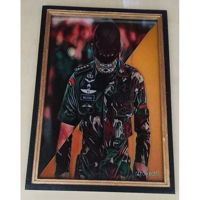 Bingkai foto murah hiasan dinding poster gambar jendral keren plus bingkai ukuran 65x45