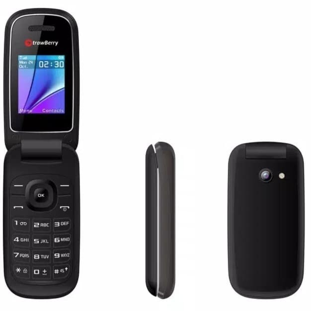 STRAWBERRY S1272 REBORN Handphone Flip - GARANSI RESMI-HITAM