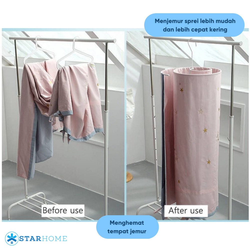 Hanger Spiral Jemuran Sprei Gantungan Handuk Selimut Tali Jemuran Rak Pengering Pakaian