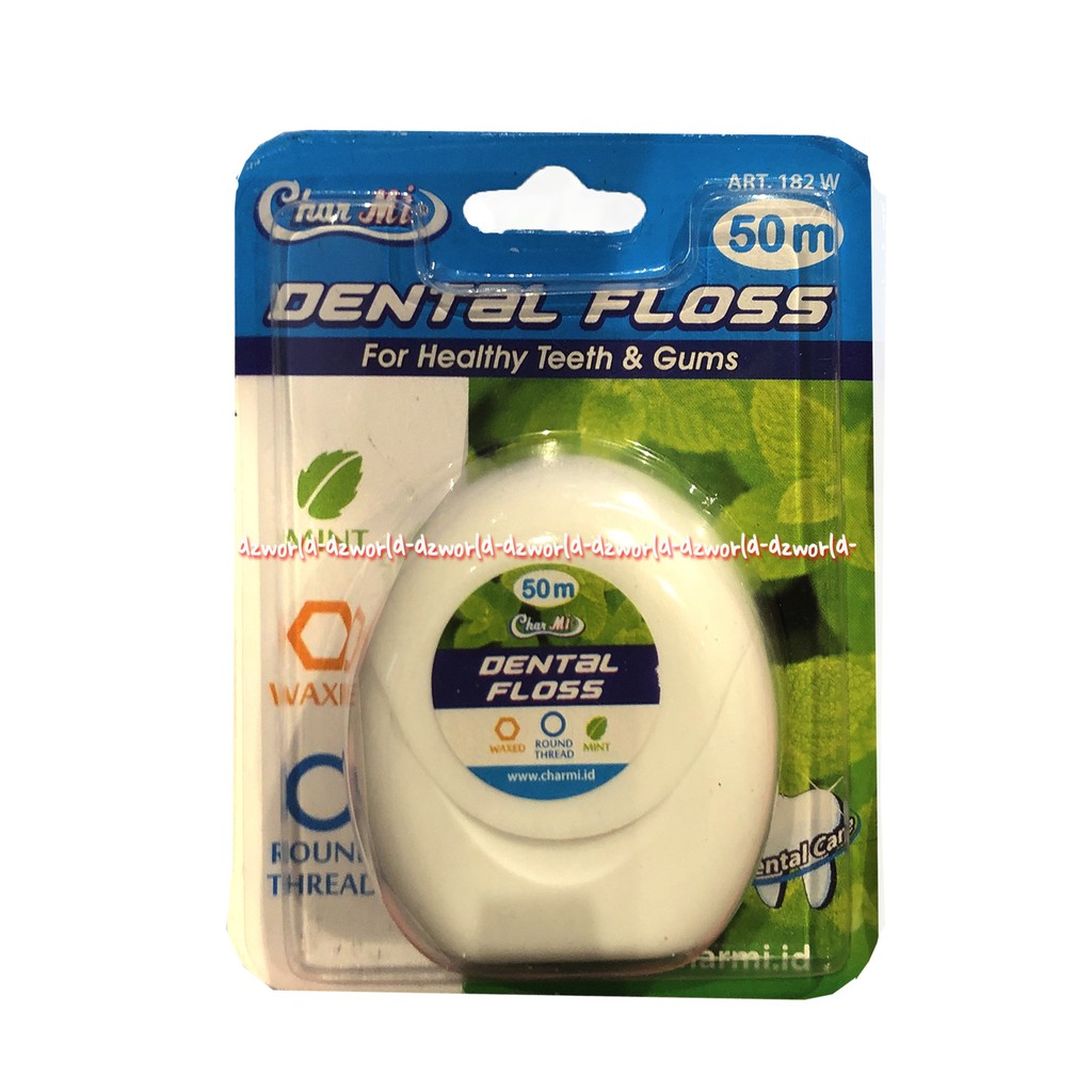 Char Mi Dental Floss Mint 50m For Healthy Teeth Gum Benang Gigi Charmi Charm 50 Meter