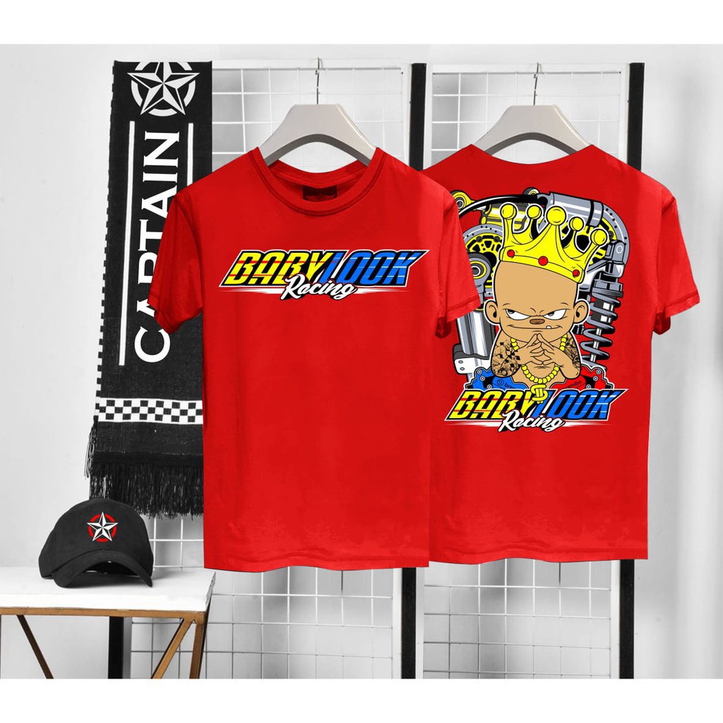 [1kg 5pcs] tshirt/kaos distro baju BABYLOOK MAHKOTA MERAH