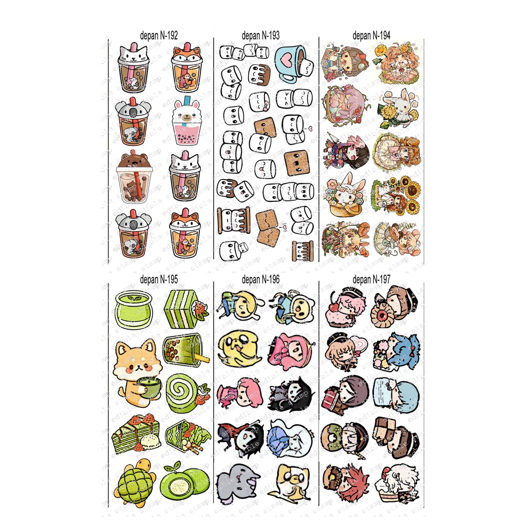 

Edible Stamp Stiker Makanan Edible Stiker Edible Image Edible Print Sticker Makanan N192-N197