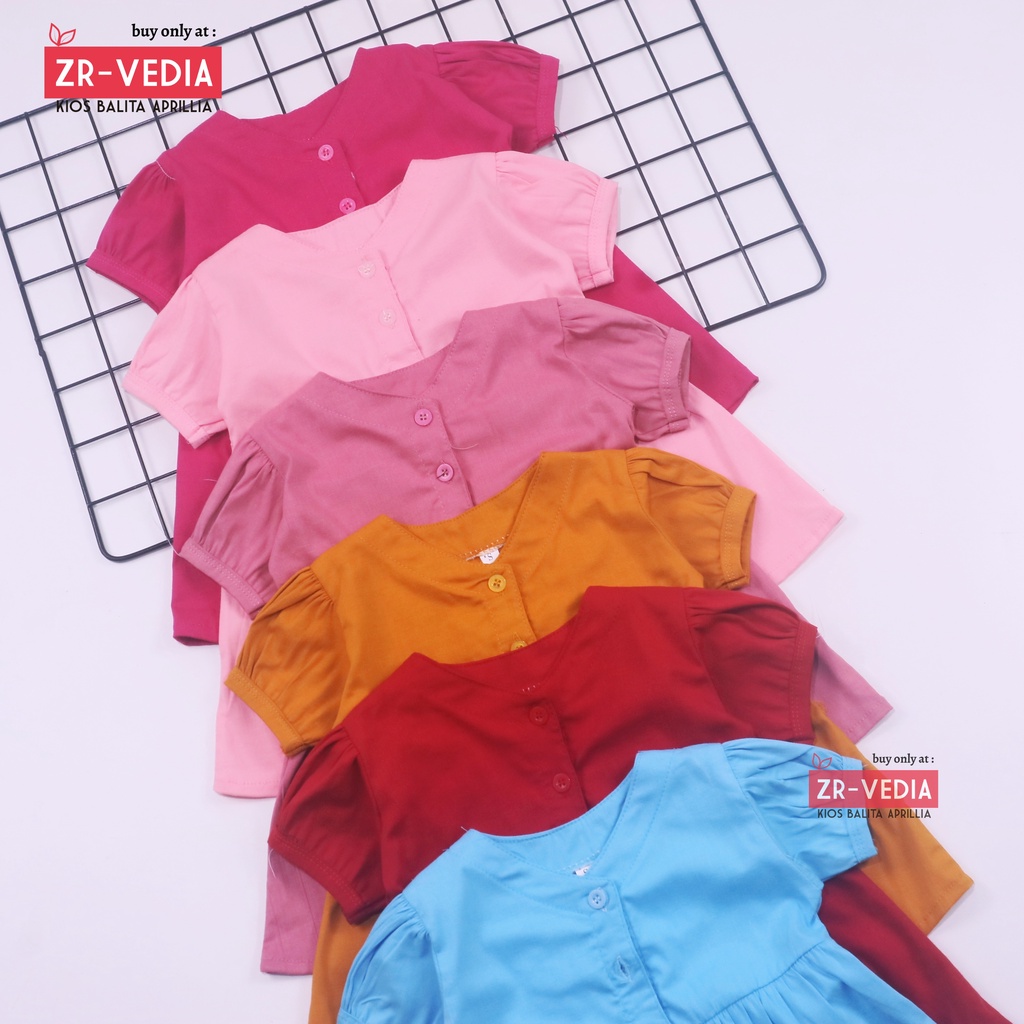 Dress Allysa uk 1-4 Tahun / Baju Polos Lengan Pendek Anak Perempuan Cewek Blouse Tunik Adem Branded Tshirt