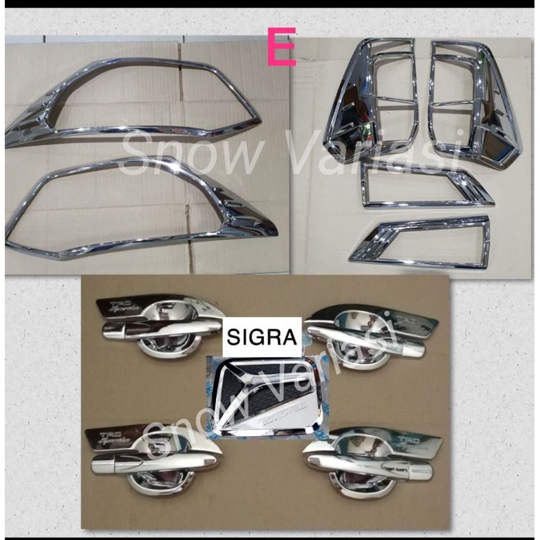 Paket Garnish Depan Belakang Outer Handle Tank Cover Calya Sigra TRD 2016 2022 2023 Hitam Chrome