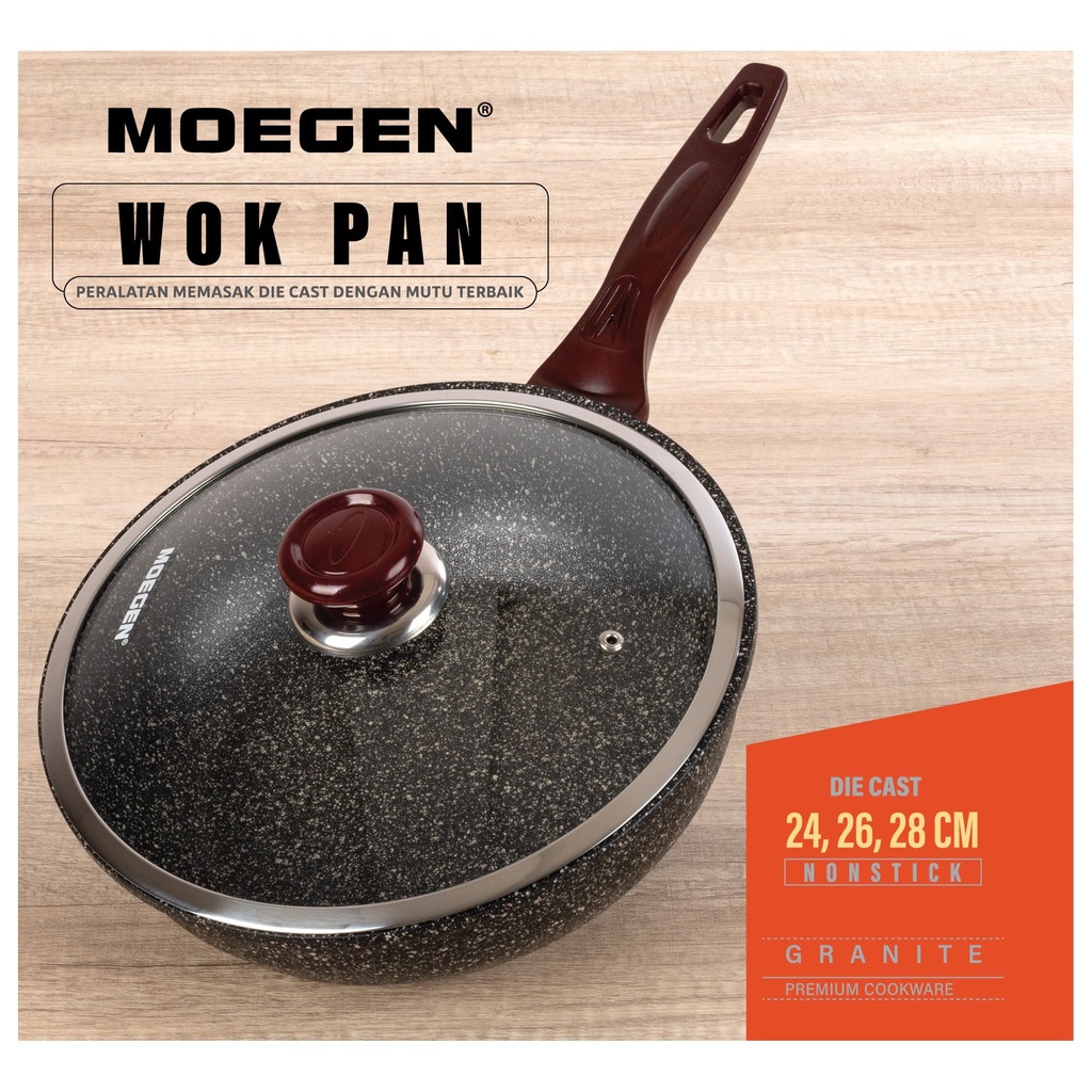 MOEGEN Germany Wok Pan 24,26,28 cm Granite Series Anti Lengket Original