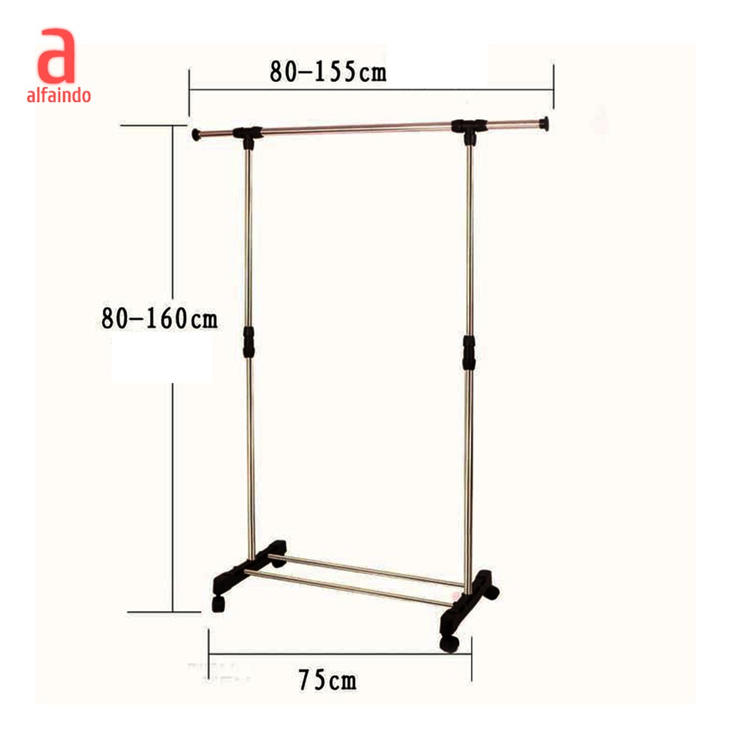 Rak Gantungan Baju Stand Hanger Jemuran Minimalis Dengan Roda GHR002