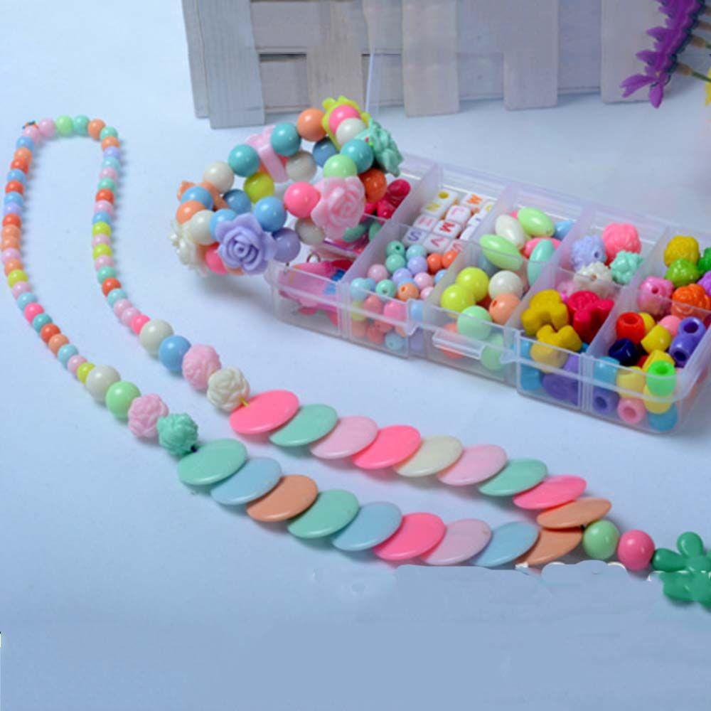 Needway  Anak-Anak Manik-Manik Mainan Gelang Buatan Tangan Gadis Membuat Hadiah Kalung Membuat Puzzle Kit Anak Kerajinan Mainan