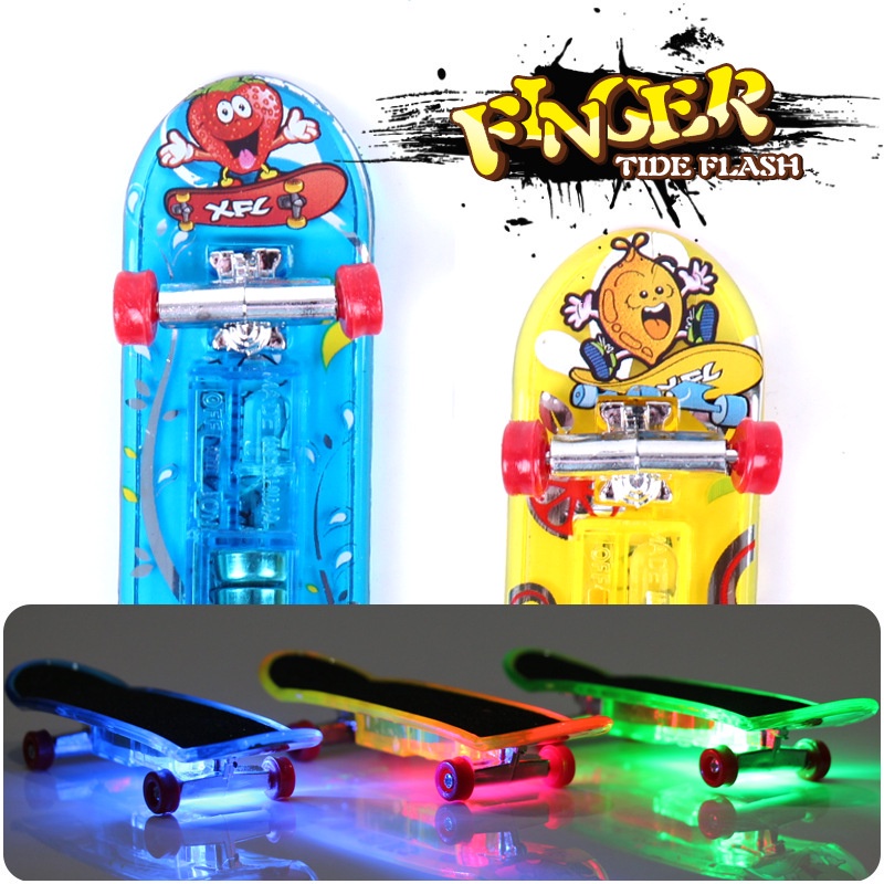 Fsb 9.5CM Mainan skateboard Jari mini luminous Dengan stand Lantai