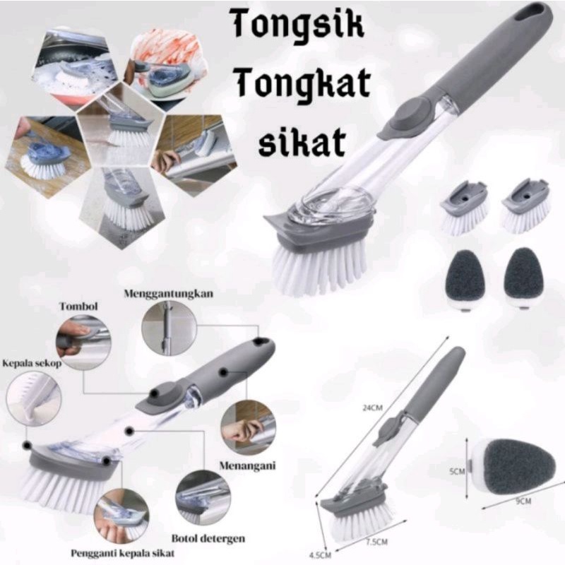 Good Quality Sikat Tongkat Pembersih Cuci Piring Dengan Dispenser Sabun Otomatis Gagang Multifungsi Brush