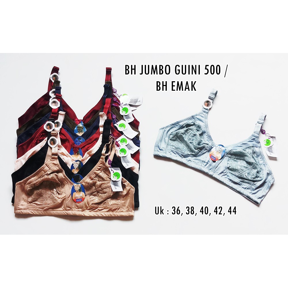 Bra Brukat Guini 500 / BH Jumbo Tanpa Kawat Tanpa Busa / BH Emak Kancing 3 Terlaris DKI Jakarta COD