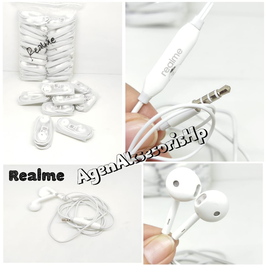 Headset REALME Handsfree KWALITAS ORI CABUTAN Earphone Universal Stereo 3.5mm AUX With Mic