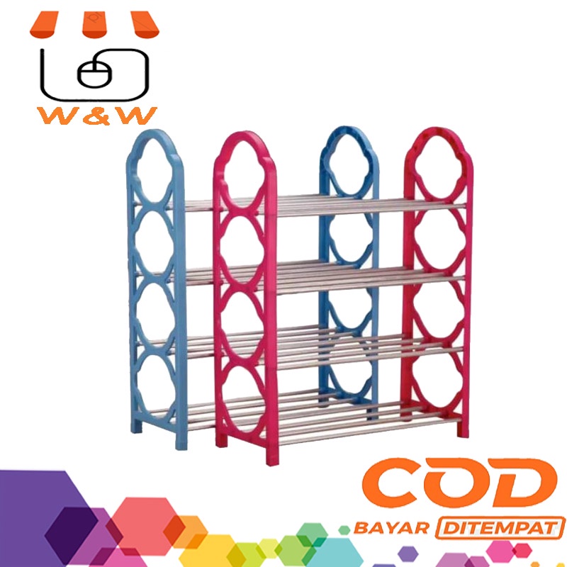 Rak Sepatu Portable Rak Sepatu Sandal Hambal Besi Rak Sandal Sepatu Plastik Rak Multifungsi