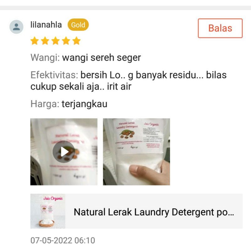 Natural Lerak Laundry Detergent powder 250 gram / Detergen Organic ramah lingkungan