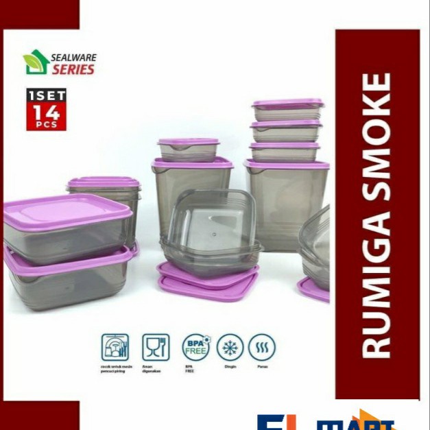 Rumiga Smoke Toples Set 14pc Tempat Penyimpanan Snack Makanan