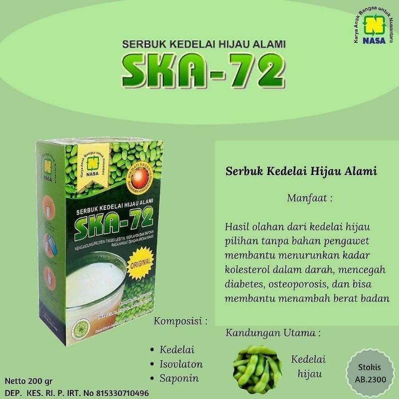 

Serbuk Kedelai Hijau Alami SKA-72 / SKAO NASA / PENGGEMUK ALAMI/ SARI KEDELAI