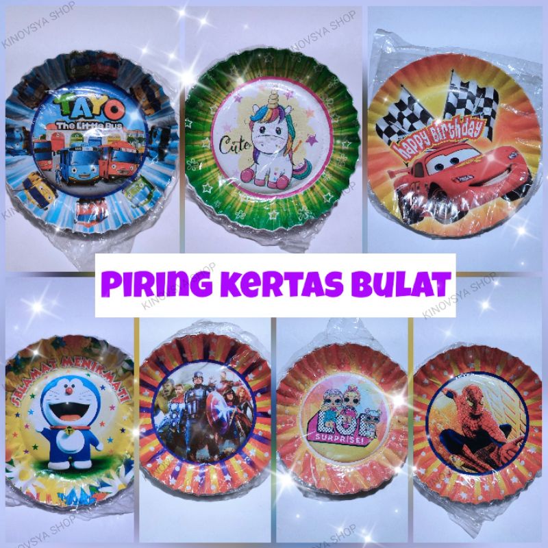 1 Pak isi 10 Pcs PIRING KUE ULTAH/ISI 10PCS/PIRING KARAKTER/PIRING KERTAS KOTAK/PIRING KERTAS BULAT