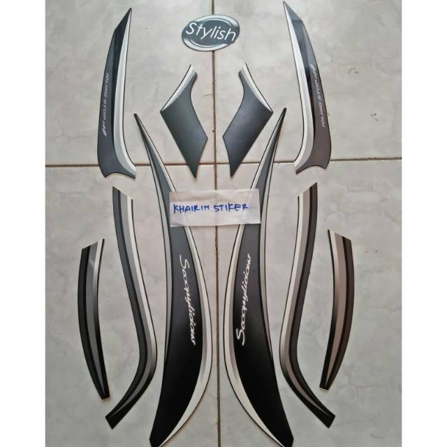 Striping scoopy stylish 2018 hitam ful original