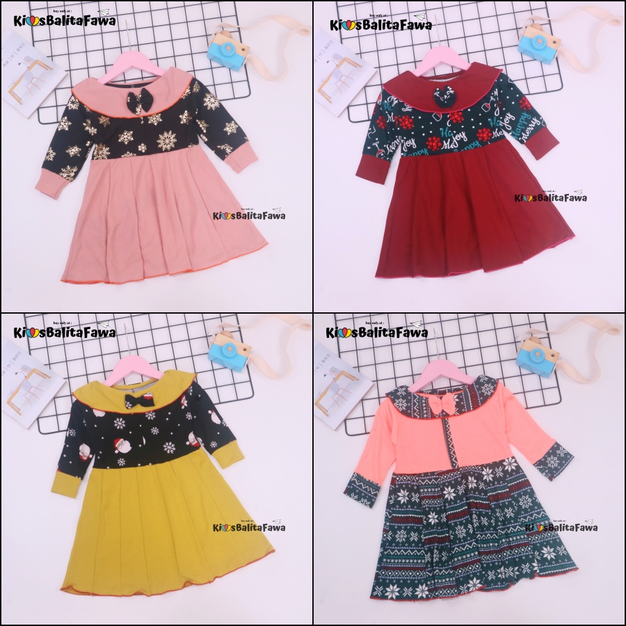 Dress Yumna 1-2 Tahun / Premium Branded Dres Anak Perempuan Lengan Panjang Gaun Pesta cewek