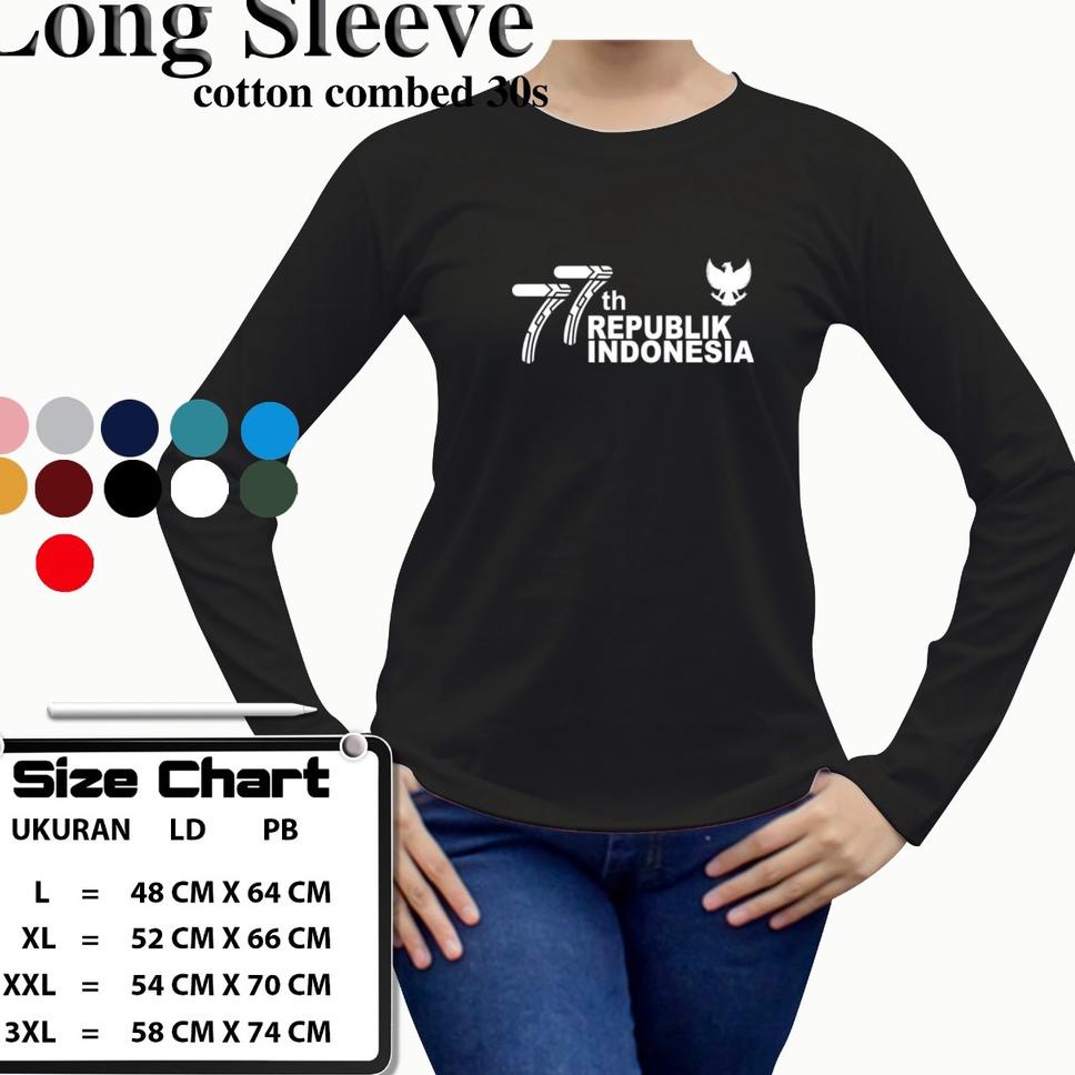 [MY.19Au22a] KAOS WANITA HUT RI 77 KAOS LENGAN PANJANG HUT RI 77 ATASAN WANITA LENGAN PANJANG HUT RI