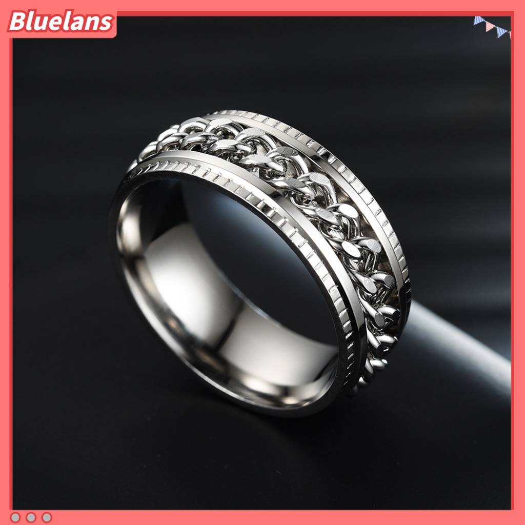 Bluelans Cincin Pria Model Rantai Putar Untuk Pesta