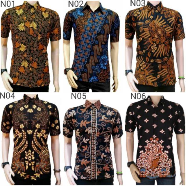 BSWART Batik HRB026 Kenongo Hem Pendek Padi Pekalongan M L XL Batik Pria MURAH