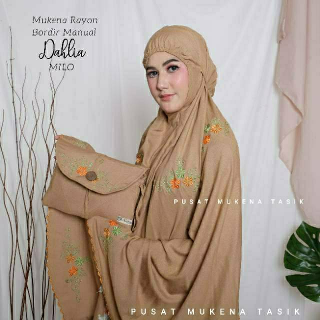 MUKENA DEWASA KATUN RAYON BORDIR MANUAL DAHLIA | PUSAT GROSIR MUKENA MURAH SHAFARLEENA