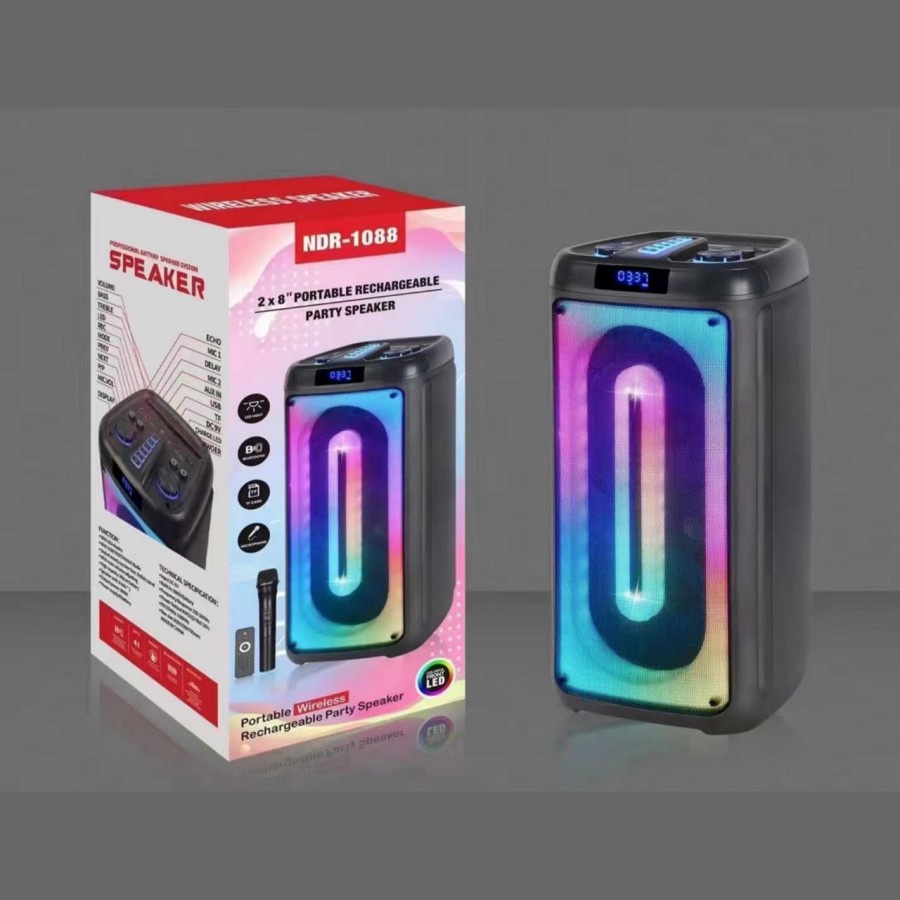 Speaker Bluetooth LED NDR-1088 RGB 16 inch Jumbo + Remote Kontrol & Mic