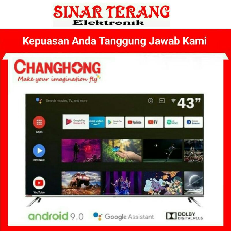CHANGHONG LED TV 43 inch Android 9.0 SMART TV L43H7 / 43-H7