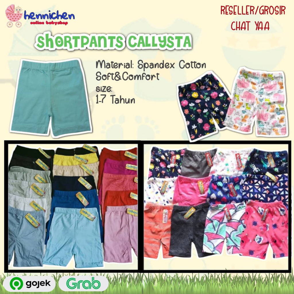 Shortpants Callysta Celana Pendek Legging anak legging bayi Panjang Anak S M L XL XXL (1-7th)