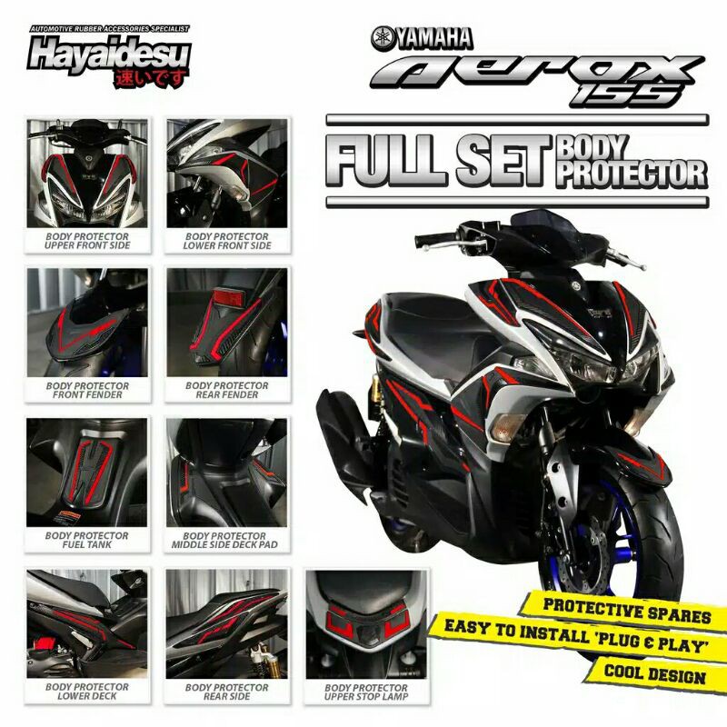 Full Set Body Protector Yamaha AEROX Old Aksesoris Decal Variasi Carbon Pelindung Body NVX Hayaidesu