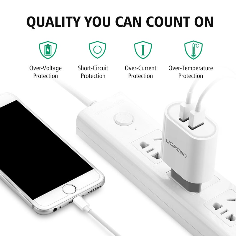UGreen Dual USB Charger Fast Charging 3.4A EU Plug - 20384 - White