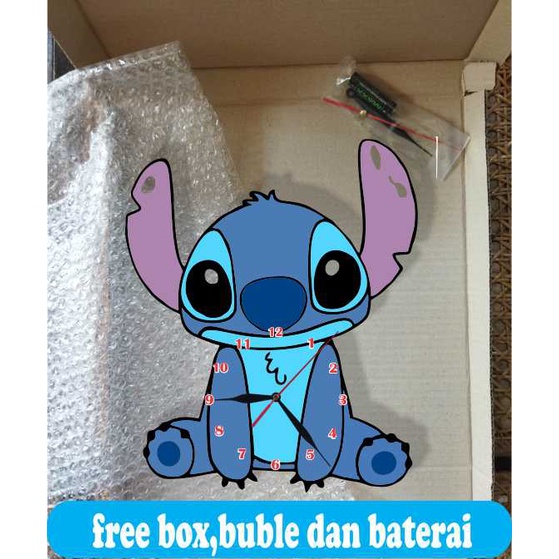 JAM DINDING KARAKTER STITCH ANIMASI KARAKTER ANAK DEKORASI HIASAN PAJANGAN DINDING KAMAR TIDUR UNIK