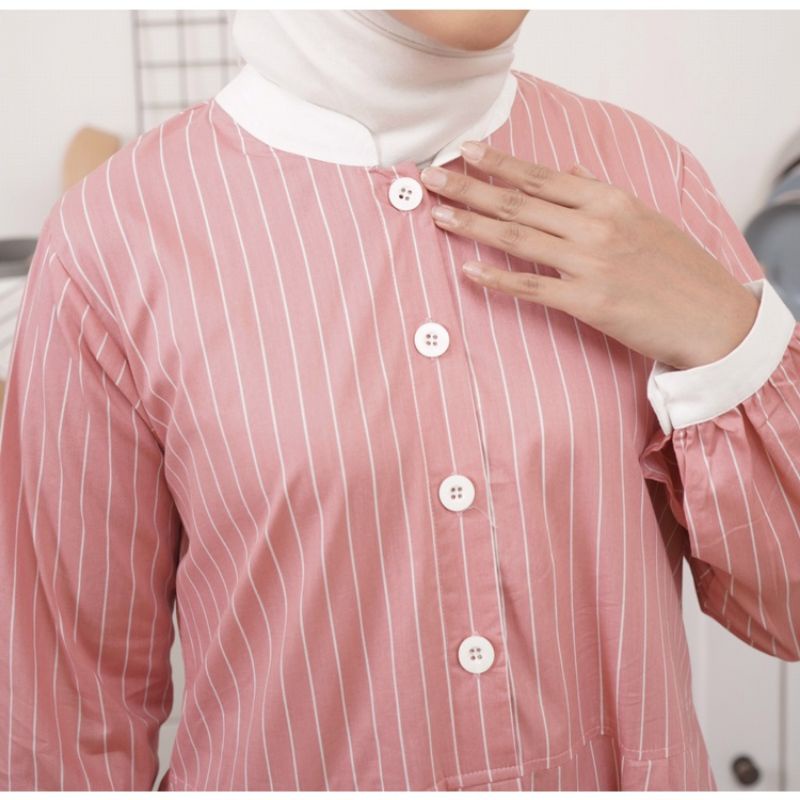 Ramee Xena Gamis/Dress Katun Garis