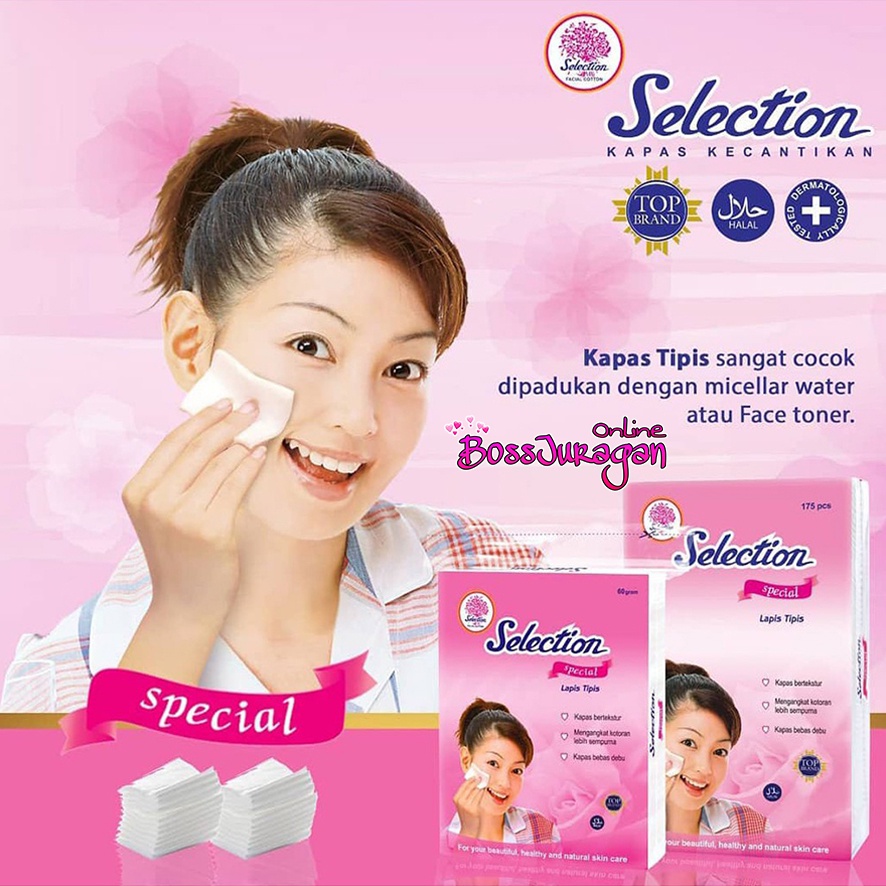 (BOSS) KAPAS TIPIS SELECTION SERIES - KAPAS SELECTION FACIAL COTTON TIPIS (COTTON BUD-BULAT-FACIAL COTTON)